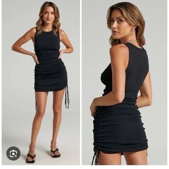 Lioness Dresses & Skirts - Lioness Black Ruched Mini Dress by